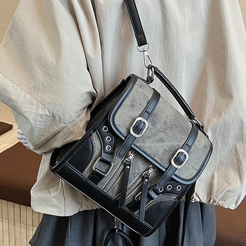 Retro Contrasting Color Commuter Tote Bag Women's Autumn New High-value Casual and Fashionable Shoulder Backpack