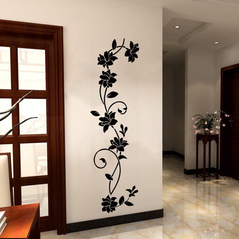 Custom Flower Vine Wall Stickers: Eco-Friendly PVC Decor for Bedroom, Living Room, Refrigerator, or Restaurant