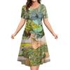 Summer Round Neck Short Sleeved Clothing European/American Portrait Women's Dresses Daily Casual Long Dress Pullover