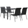 VidaXL Ensemble à manger de jardin 5 pcs noir textilène et acier 3200712