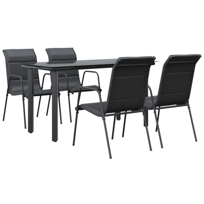 VidaXL Ensemble à manger de jardin 5 pcs noir textilène et acier 3200712