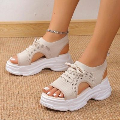 Fashion Summer New Roman Sandals Lace-up Breathable Mesh Flat Casual Sports Sandals Women