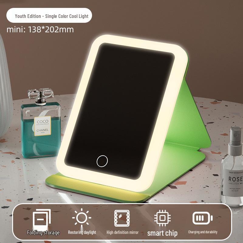 Portable LED Makeup Mirror with Light - Foldable Desktop Vanity Mirror