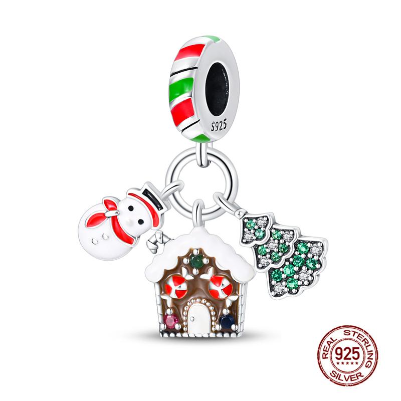 Christmas Party Copper Copper Christmas Snowman Beads Fit Charm Bracelet Pendant Women Diy Fine Jewelry Party Gift