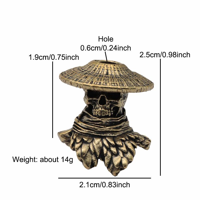 Skull Knight-errant Brass Knife Bead Punk EDC Outdoor DIY Paracord Woven Lanyard Pendant Retro Umbrella Rope Bracelets Accessory