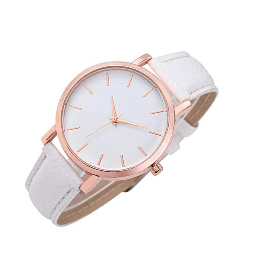 Stylish Women Men PU Leather Band Big Dial Analog Round Quartz Wrist Watch