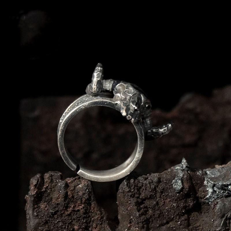Herren Gotischer Stil Verstellbarer Kupferring Mit Widderkopf Design Vintage Punk Rock Schmuck Unisex Tragen