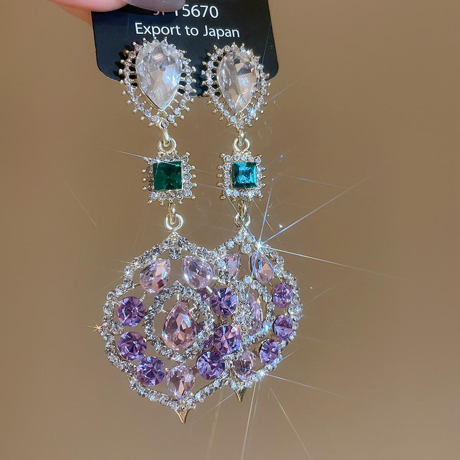 

Flash Drop Square Round Pendant Earring for Women Light Luxury High-end Drop Earrings 2025 Wedding Luxury Designer Zircon