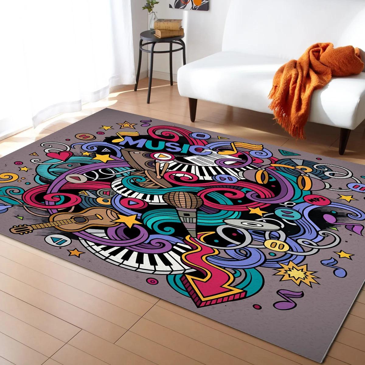 

Colorful Piano Music Rock Carpet Bedroom Kitchen Guitar Rugs Kids Room Decorative Play Mat Area Rug Non Slip Carpets Living Room 40x60cm 16x24 inch