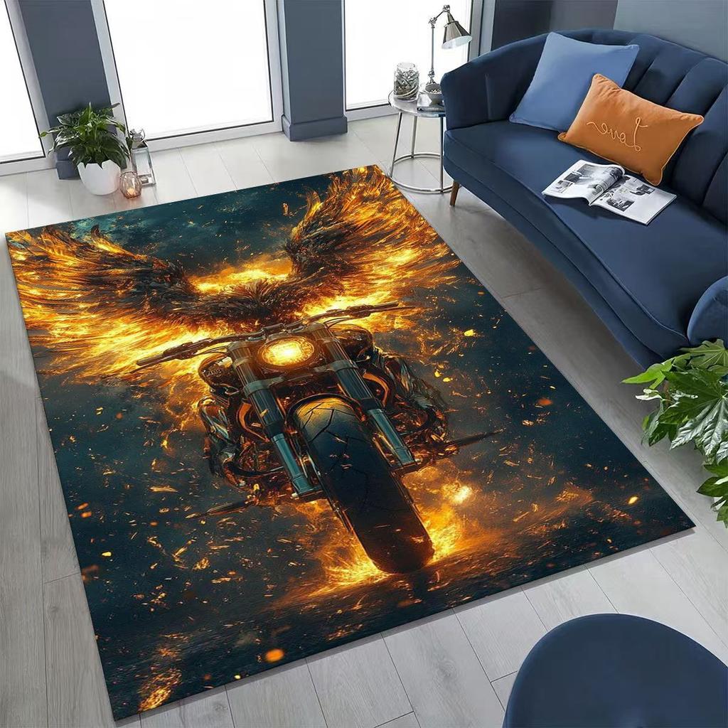 Alfombra Decorativa Personalizada para Motociclista, Motocicleta, Arte, para Dormitorio, Sala de Estar, Sofá, Felpudo de Entrada del Hogar, Alfombra de Piso Grande Antideslizante para Niños