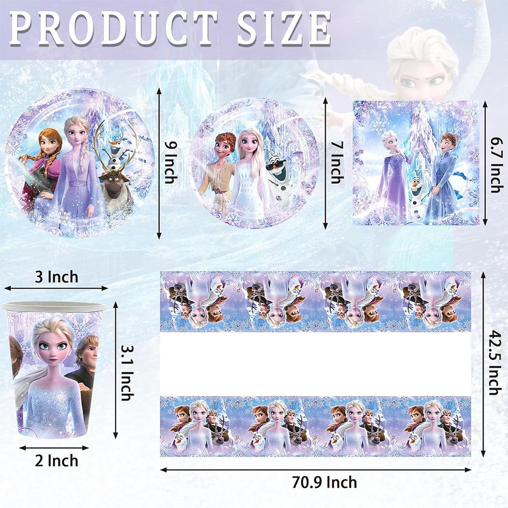 51pcs Frozen Party Tableware Set Includes Plates Napkins Paper Cups Tablecover