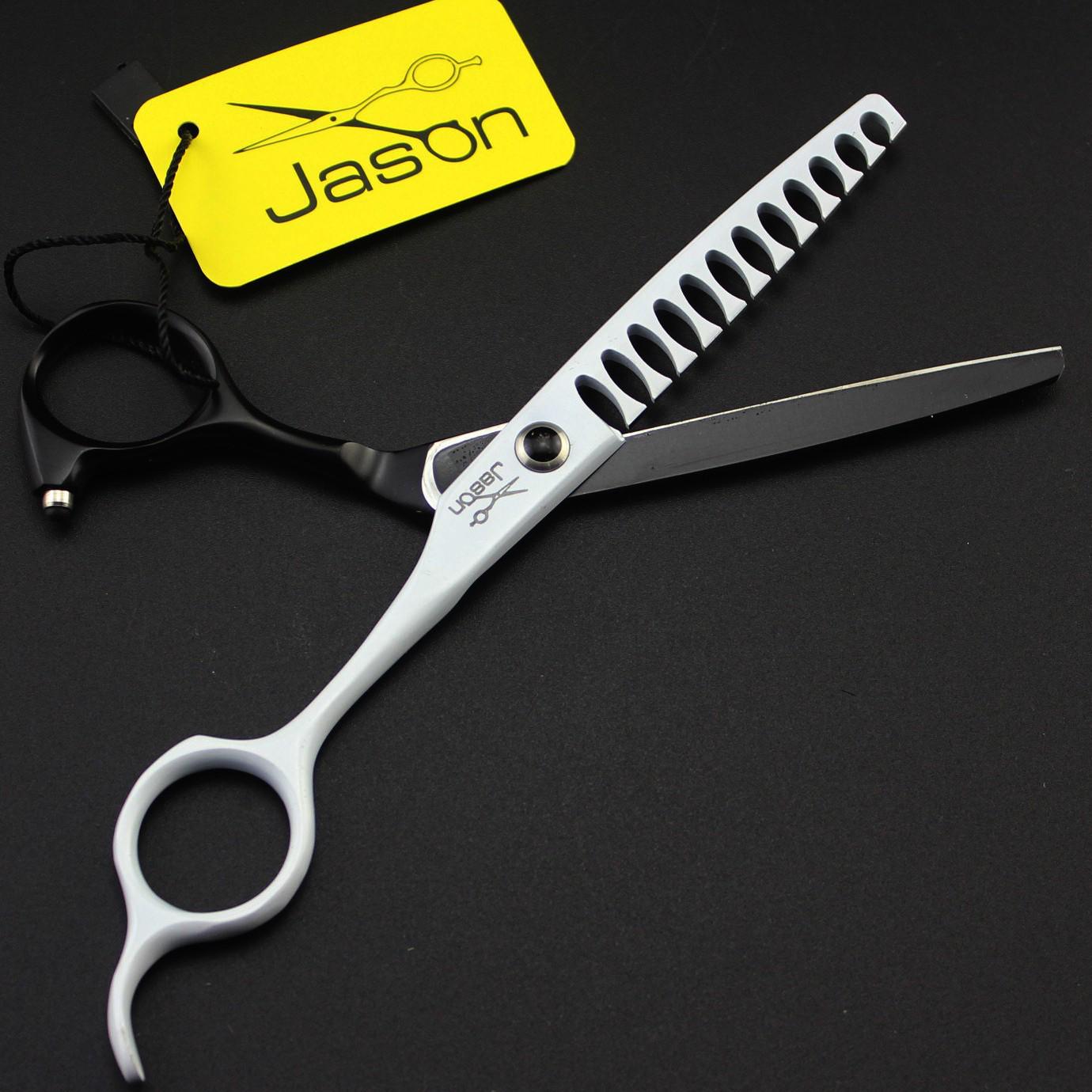 Jason 6.0-Inch Fishbone Serrated Thinning Hair Scissors, 12 Teeth Glossy