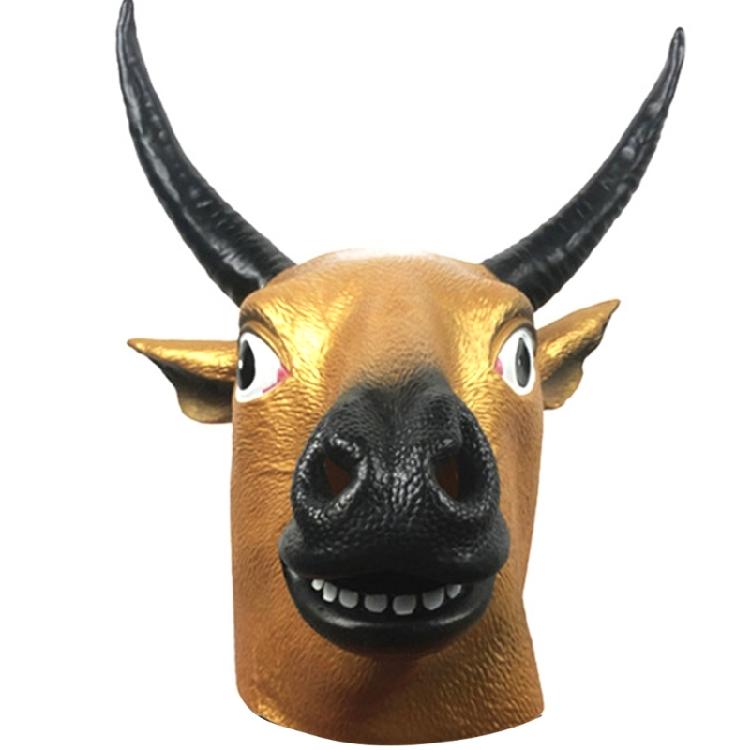 Halloween Ox Mask Animal Cosplay Mask Full Head Latex Mask For Women Man Cosplay Parties, Masquerade Animal Mask