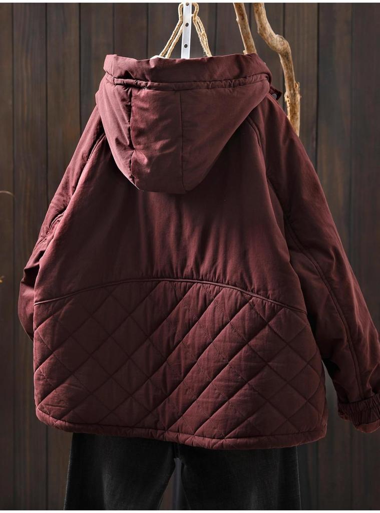 Plus Size Winter Quilted Hooded Jacket - Warm, Stylish, Loose Fit