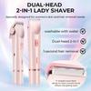 Dual Head Hair Removal for Women Portable Float Blade R-shaped Head Wet Dry Use Waterproof Painless Facial Trimmer Body Epilator
