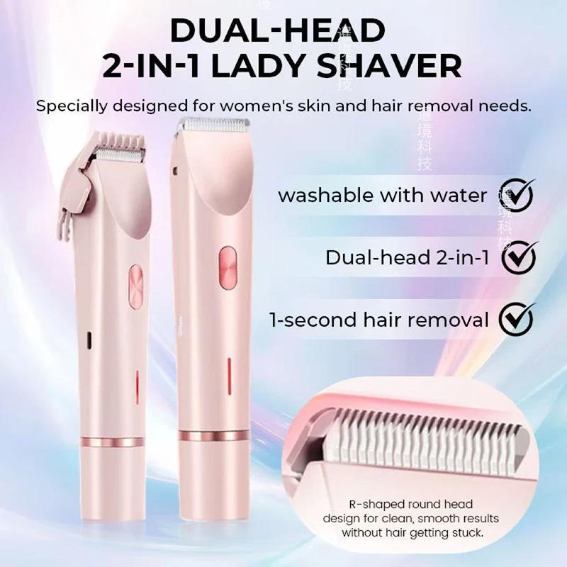 Dual Head Hair Removal for Women Portable Float Blade R-shaped Head Wet Dry Use Waterproof Painless Facial Trimmer Body Epilator