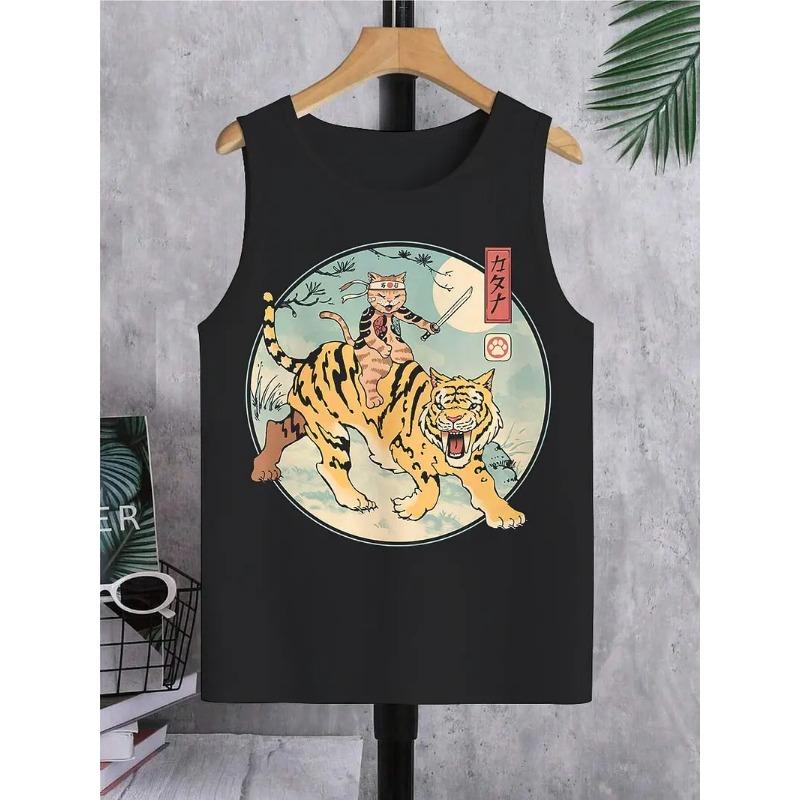 Summer Round Neck Funny Animal Pattern 3D Printed Top Fashionable Casual Sleeveless Women's Tank Tops