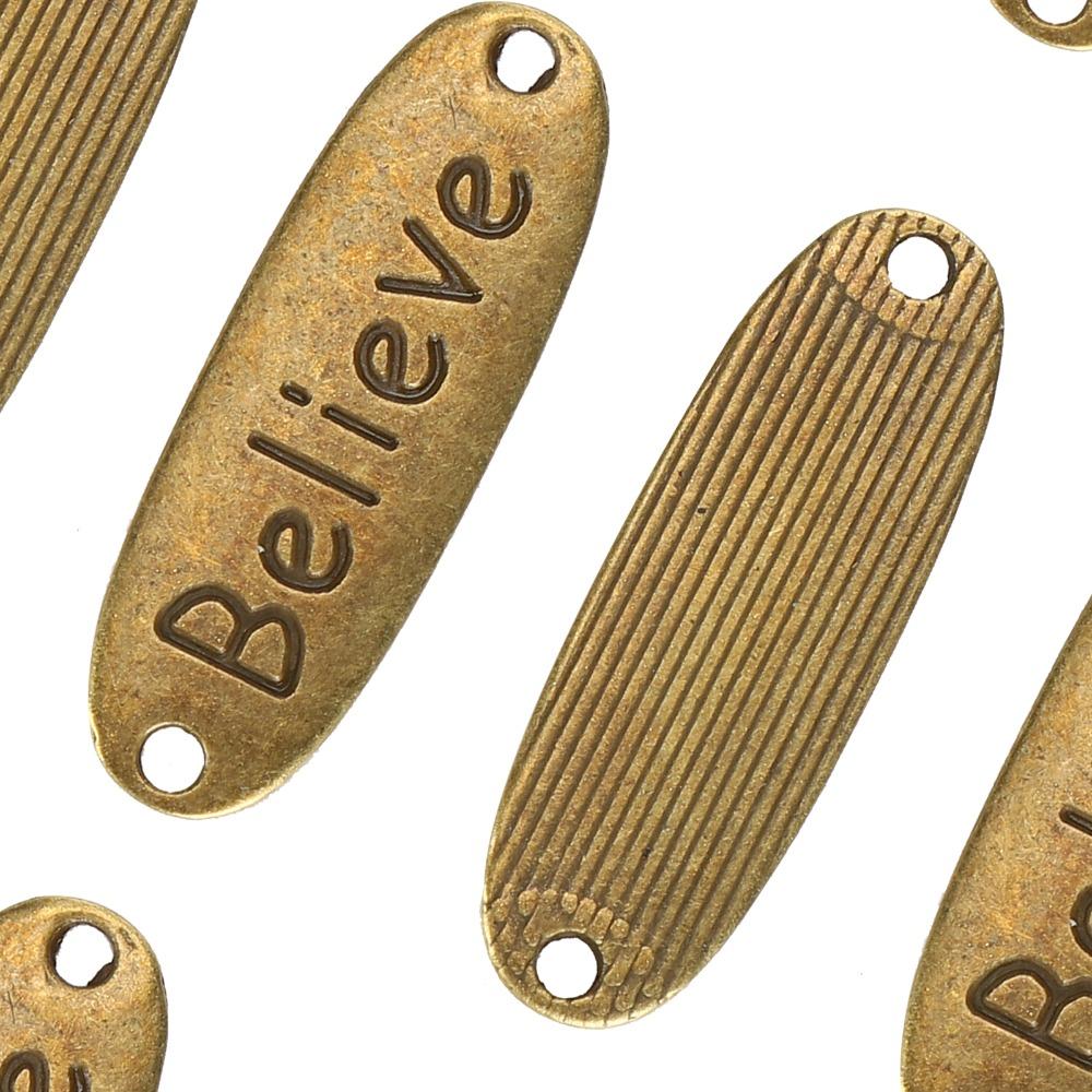 20pcs Dual Hole Alloy Pendant Charms Rectangle Shape Message Pendants Word Charms For Crafts