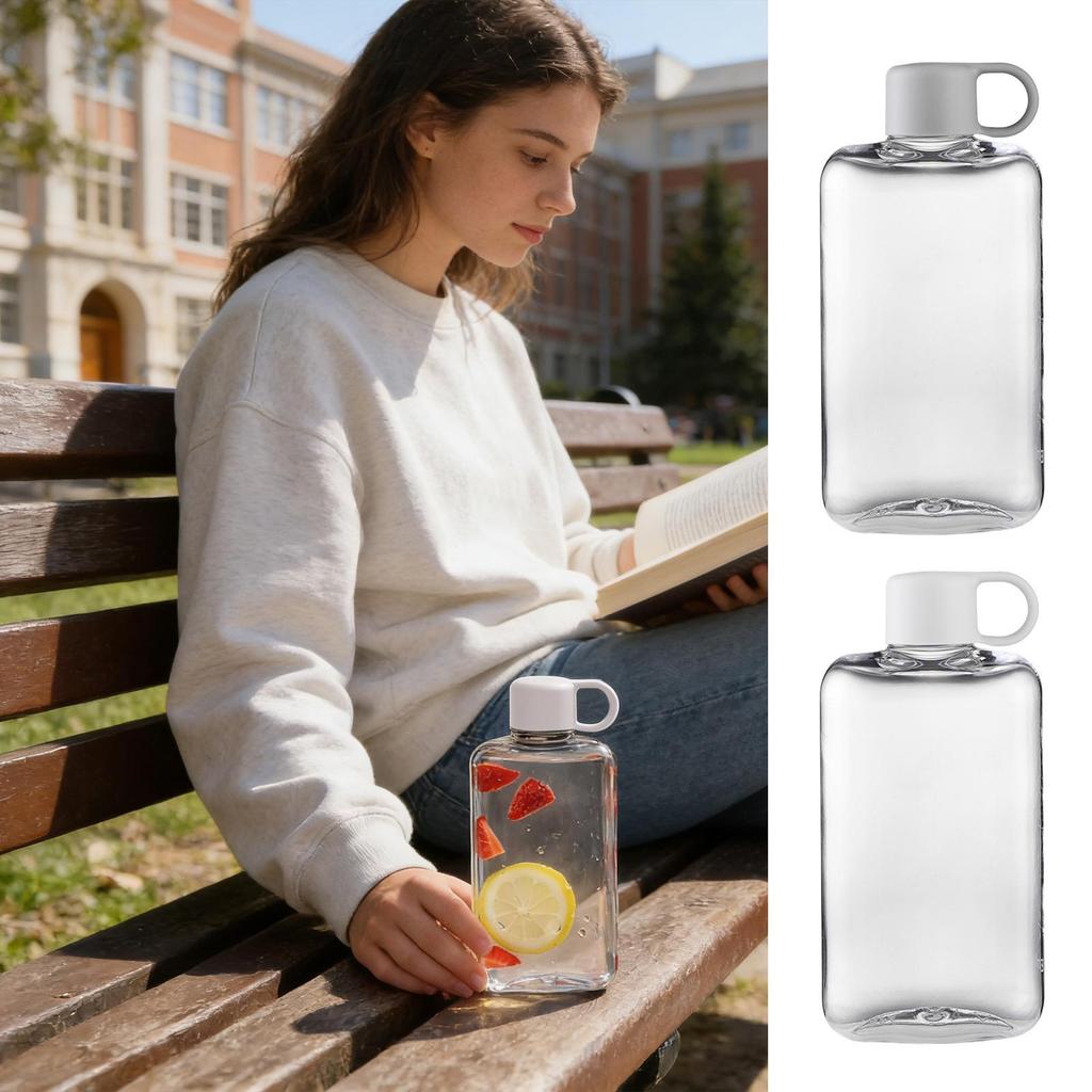 Flat Water Bottle 500ml Portable Flat Leakproof Cup Rectangular Water Bottle For Freezer Juice Beverage Coffee Drink Camping