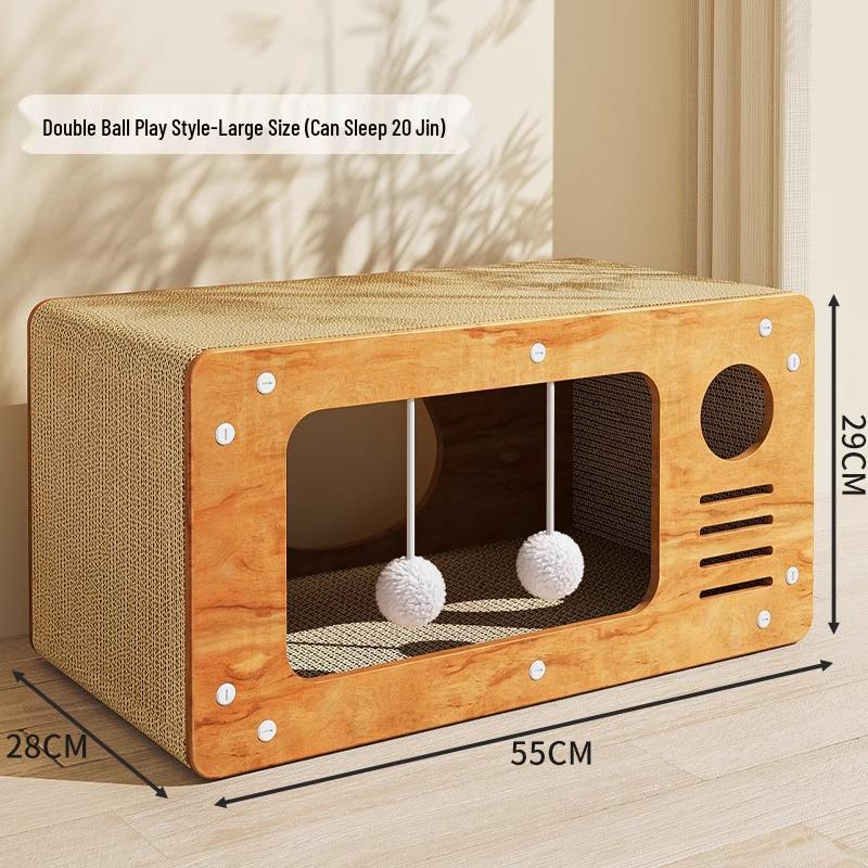 Scratch-Resistant Cat House with Integrated Scratching Board