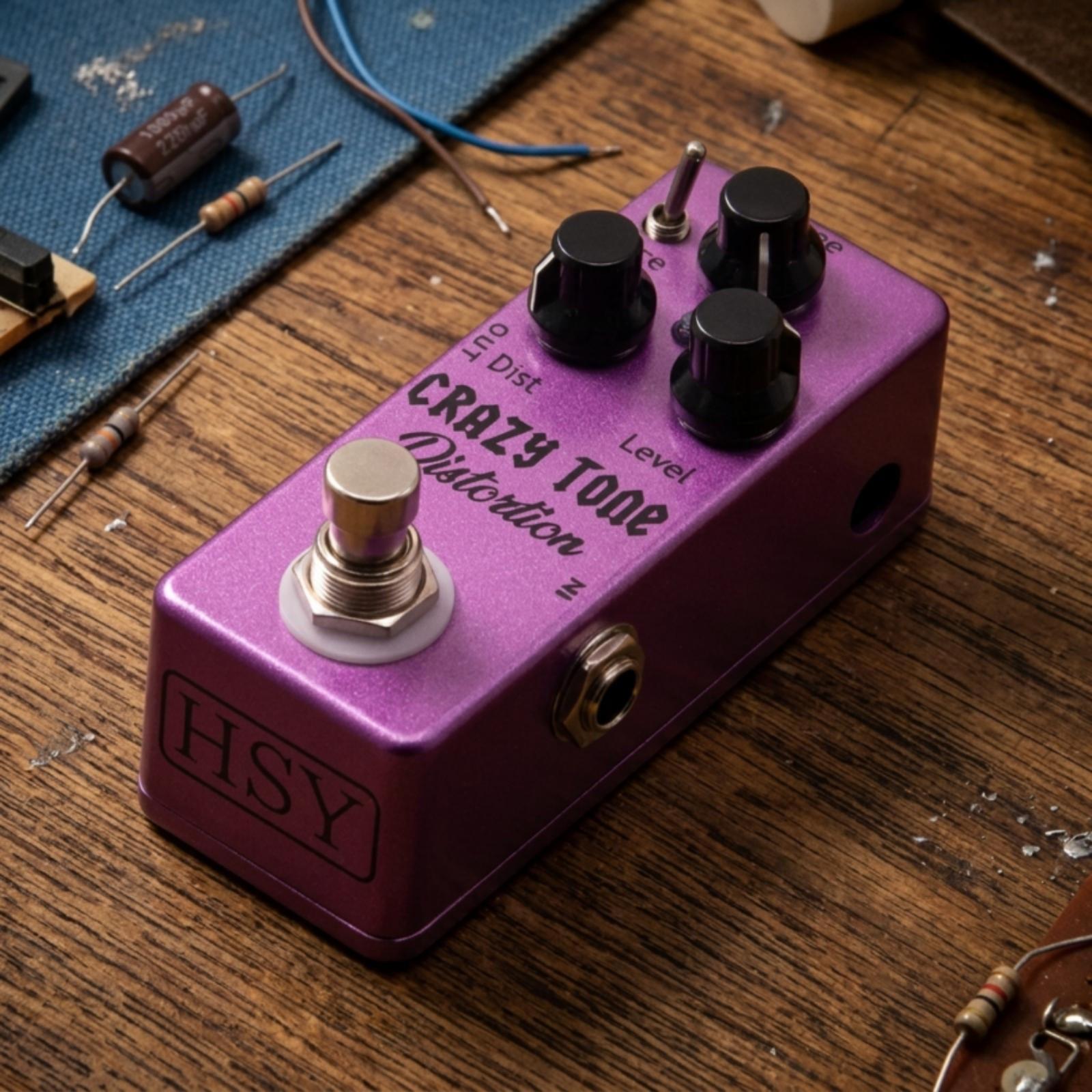 Distortion Pedal Compact Guitar Aluminum Alloy Stompbox for Guitarists, Pedalboard,