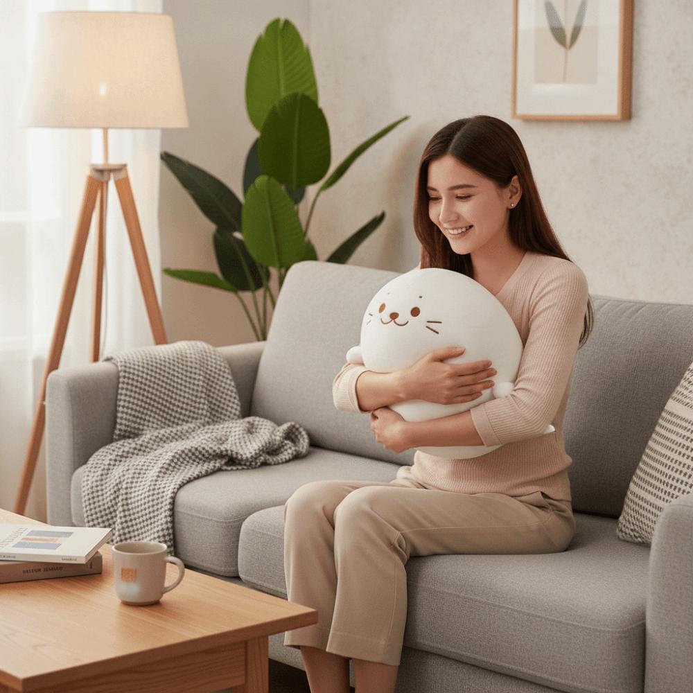 PP Cotton Anime Seal Plush Doll Chubby Lying Seal Plush Toys Birthday Parties