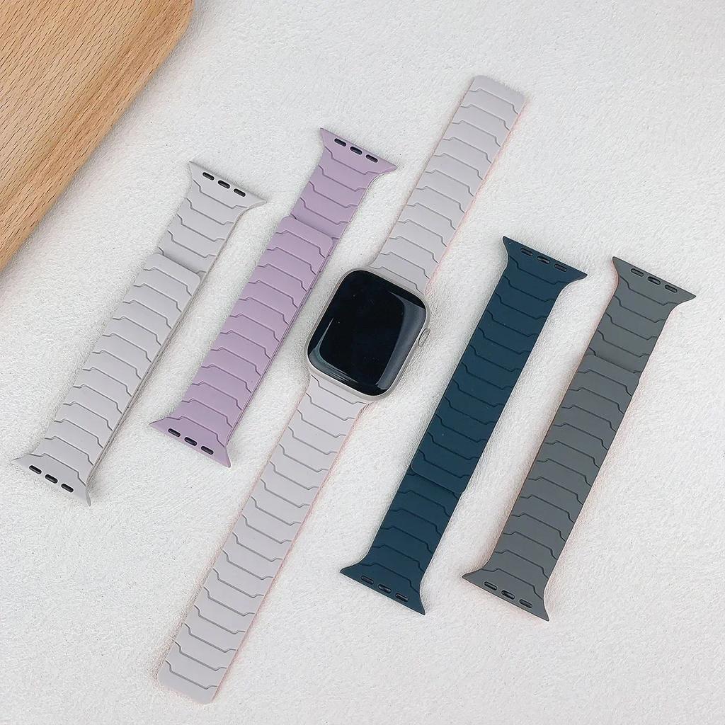 Magnetic Silicone Strap For Apple Watch Ultra 3 2 49mm Band 45mm 44mm 41mm 40mm 38 Bracelet Iwatch Series 11 10 42 46mm 987654SE