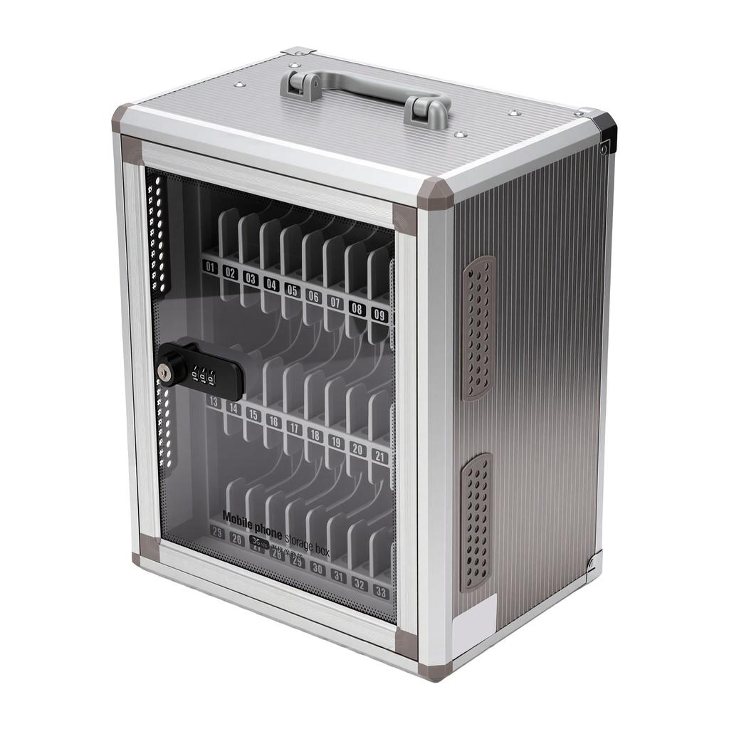 Cell Phone Locker 36 Slots Wall Mountable Phone Storage Cabinet with Mechanical Password Lock and Emergency Key for