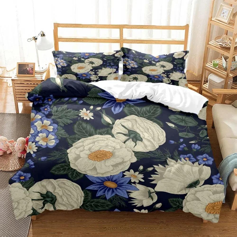 Blumen Digitaldruck Bequeme Bettdecke Bettbezug Kissenbezug Bettwäsche Set Kinderzimmer Dekoration Heimtextilien