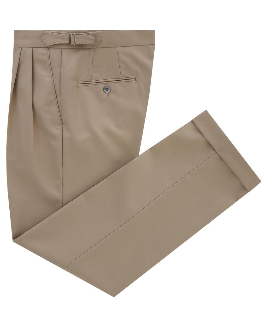 BELLIEF Wool Soft Two Tuck Adjust Pants (Beige)