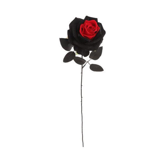 Artificial Rose Flower Gothic Black Red Faux Silk Rose