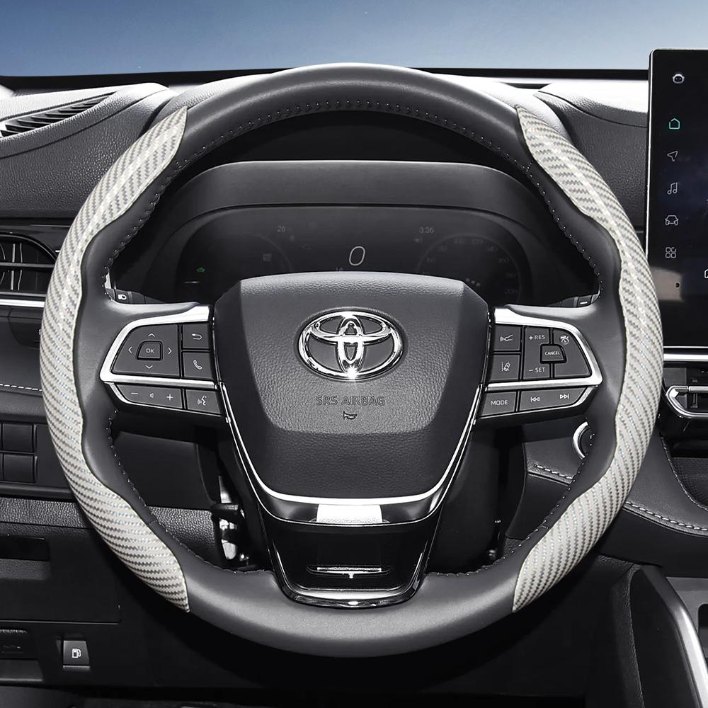 Suitable for Toyota Carbon Fiber Texture Steering Wheel Cover with Segmented Quick-Release Design, Durable, for Rav4, Hilux, Camry, Y