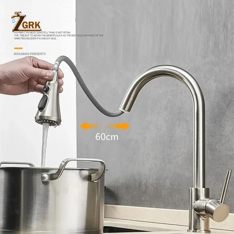Black Kitchen Faucet Deck Installation Sink Faucet with Sprinkler Pull-Out Kitchen Mixer Tap 360° Rotatble Mixer Faucet
