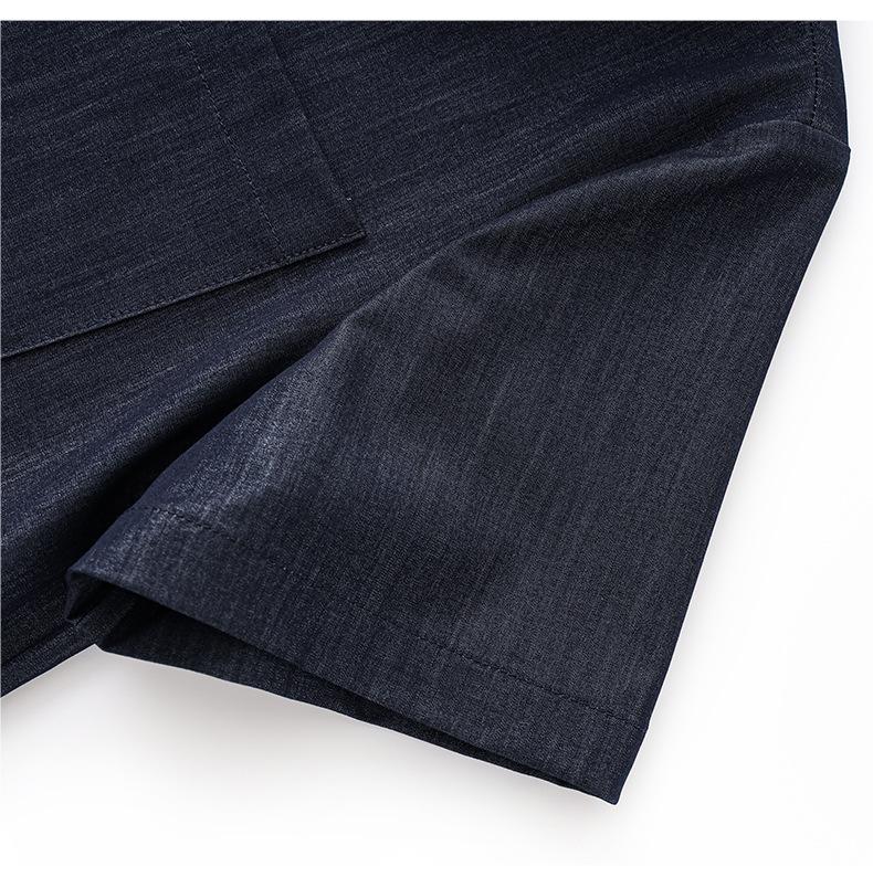 Light Oxygen Minimalist Denim Half-Zip Dress Short Loose A-Line Skirt for Women