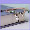 Minimalist Cat Charm Bracelet With Alloy And Woven Cord For Womens Fashion And Gift