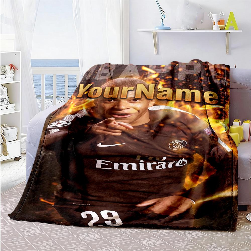 Mbappe 284 Personalized Text Blanket Gift Personalized Blanket Durable Comfort for Office Chair Home Decor Picnics Bedding Four Seasons Universal