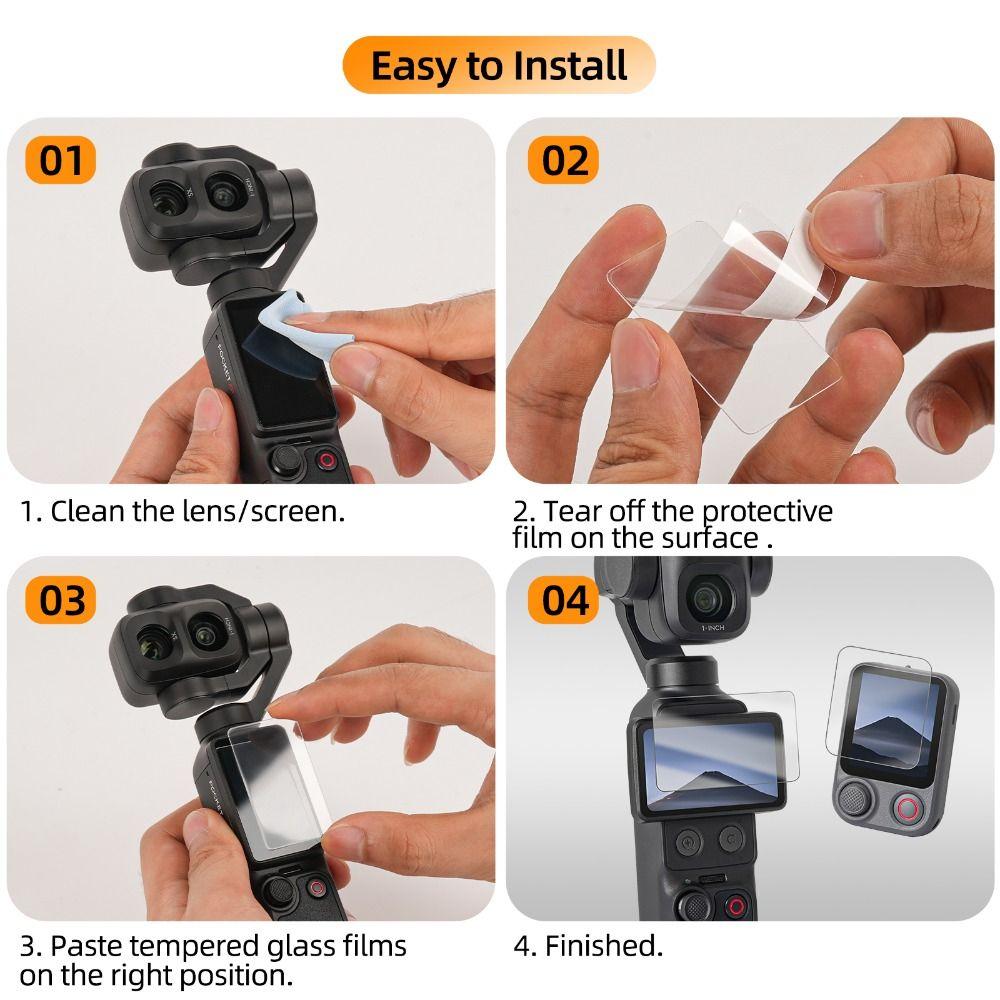 Tempered Glass Protective Films Anti-Scratch HD Screen Protector 9H Remote Control Screen Film for DJI Osmo Pocket 4P/4/3
