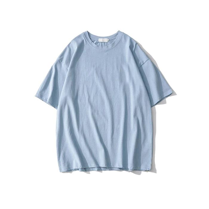 Sommer Einfarbig Reine Baumwolle T-Shirts Damen Harajuku Übergroß Kurzarm Y2k Tops Unisex Koreanische Streetwear Lässig Basic T-Shirt Weiblich Gute Qualität