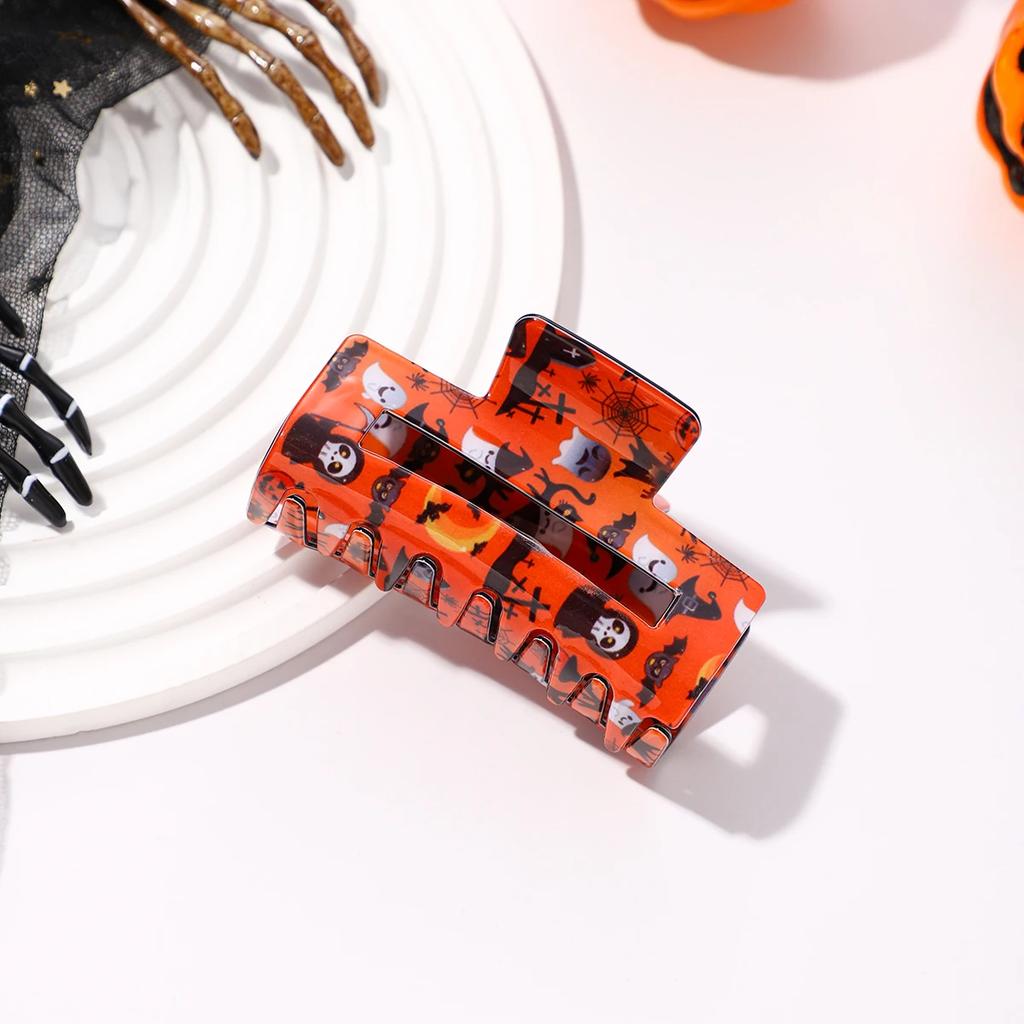 New Women Print Flower Hair Claw Crab Print Hairpin Plastic Hair Clip Clamps Large Size Hair Accessories Girl Halloween