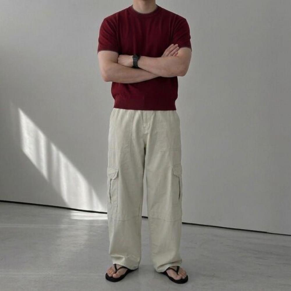 Onl Men Ringer V Neck Crop Short sleeVe Knit Muscle Fit