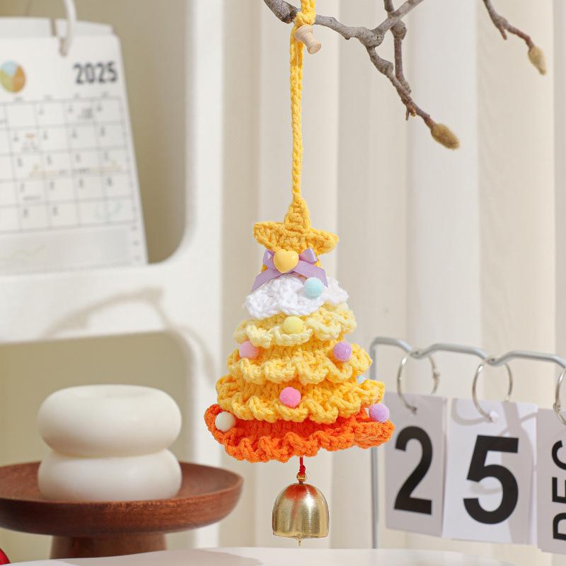 Cross-border Plush & Yarn Crochet Christmas Ornaments, Small Tree Decor & Car Pendants