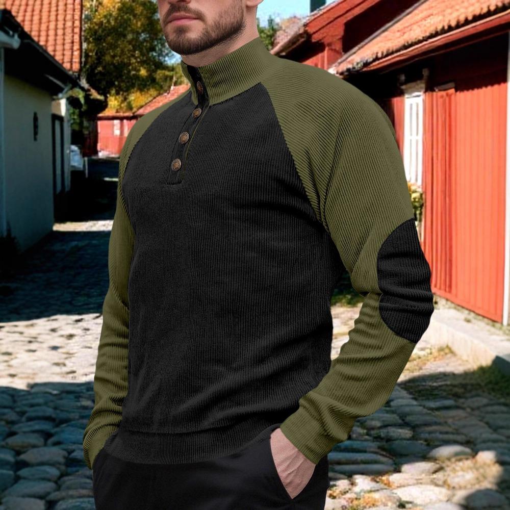 Winter Men's Outdoor Long-sleeved Casual Stand-up Collar Loose Corduroy Men's Long-sleeved Sweatshirt