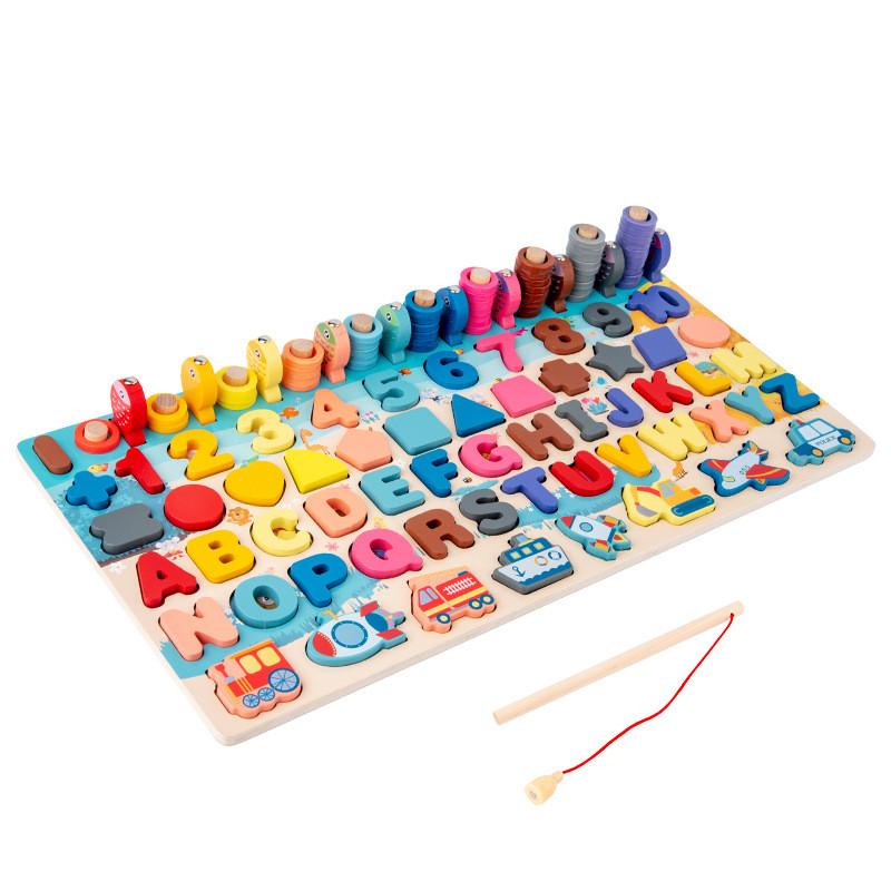 

Fishing Magnetic Wooden Game For Children With 7in1 Pairing Board Kids For