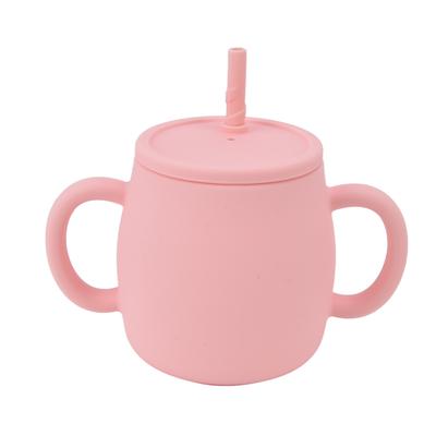 280ml Silicone Drinking Cup Silicone Cup Baby Learning Cup With Straw Lid for Babies Toddlers and Infants