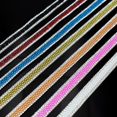 10Yard Rhinestone Ribbons Glitter Crystal Diamond DIY Crafts Self Adhesive Pearl Roll Wedding Party Festival Gift Decoration