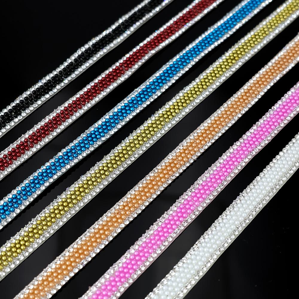 10Yard Rhinestone Ribbons Glitter Crystal Diamond DIY Crafts Self Adhesive Pearl Roll Wedding Party Festival Gift Decoration