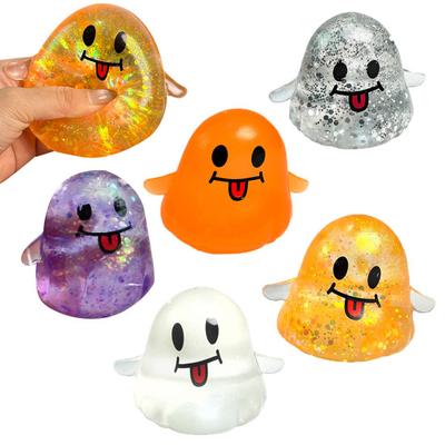 Glitter Ghost Squeeze Toy Stress Relief Transparent Ghost Squeeze Toy Slow Rising Decompression Sensory Fidget Toy Halloween Party