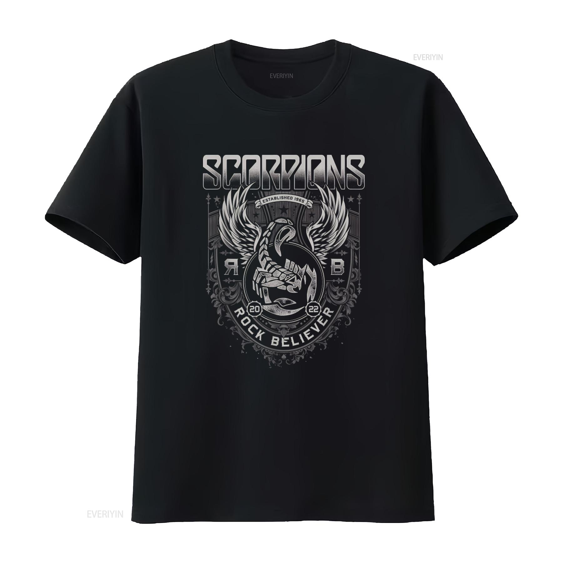 

SCORPIONS Rock Believer Ornaments T Shirt Established 1965 Wings Scorpion Design vintage Washed Versatile 4XL