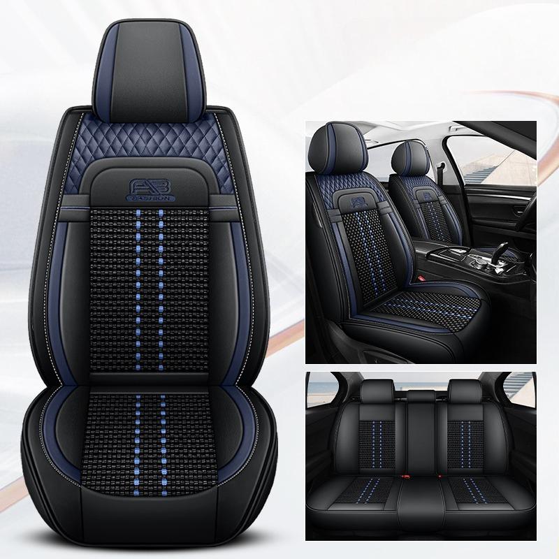 Full-Coverage Car Seat Covers Set for 5 Seats Premium PU Leather and Breathable Ice Silk Seat Cover for Universal Fit