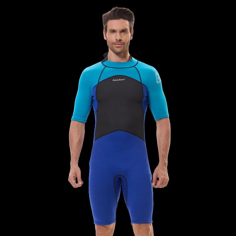 Men s Short Sleeve One-Piece Wetsuit for Diving and Surfing One Size
